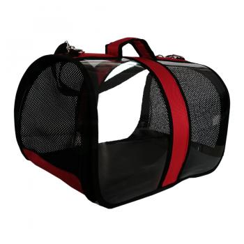 Flipper Kedi Köpek Fileli Şeffaf Taşıma Çantası 25*26*42 cm Kırmızı