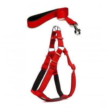 Köpek Göğüs Tasma Seti 30-40 cm Kırmızı+ Gezdirme Kayışı