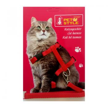 Pet Style Kedi Göğüs Bel Tasması Kırmızı