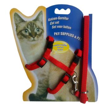 Kedi Göğüs Bel Tasma Takımı Medium Kırmızı 20*32-120 cm