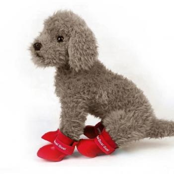 Bantlı Kedi Ve Köpek Ayakkabısı 4'lü Set Kırmızı 3,3-4,3 cm Small