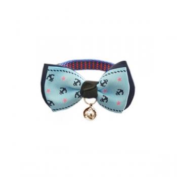 Papyonlu Kedi Tasması Max:27 cm-Min:19 cm Çapalı Mavi