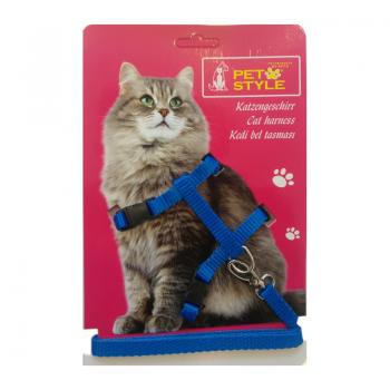 Pet Style Kedi Göğüs Bel Tasması Mavi
