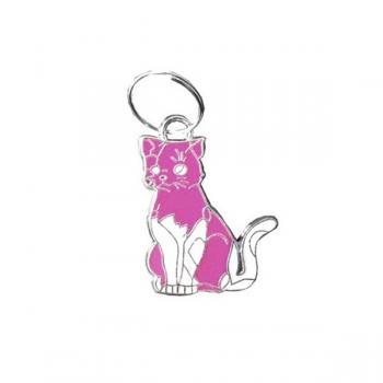 Kedi Tasma Aksesuarı Smokin Kedi İsimlik 2.5 cm Pembe