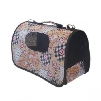ANS Kalp Ve Düğme Desenli Kedi Köpek Taşıma Çantası L 47-26-26