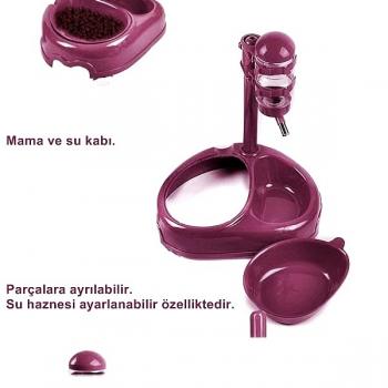 Köpek & Kedi Otomatik Mama Ve Su Kabı 34-42 cm Pembe
