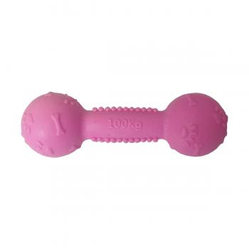Plastik Köpek Oyuncak Dumbel Yumuşak Dolgu 3,5x11 cm Pembe