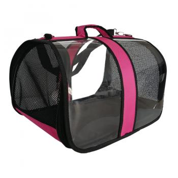 Flipper Kedi Köpek Fileli Şeffaf Taşıma Çantası 25*26*42 cm Pembe