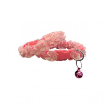 Zilli Kedi Boyun Tasması Puantiyeli Pembe