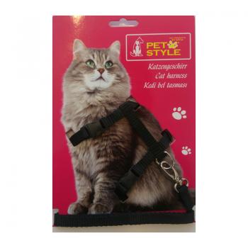 Pet Style Kedi Göğüs Bel Tasması Siyah