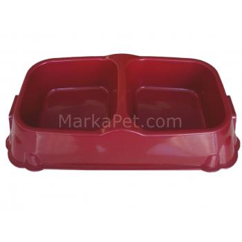 Eastland İkili Mama Kabı Kırmızı 2x1 Lt 35*18,5*8 cm