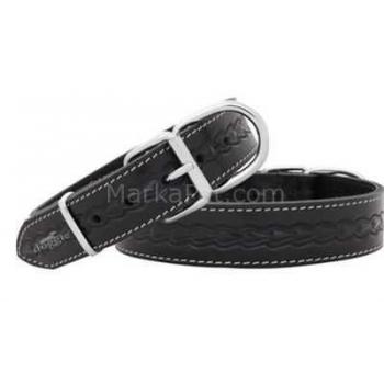 Doggie Yumuşak Doku Desenli Deri Boyun Tasması Siyah 2,5x50 cm