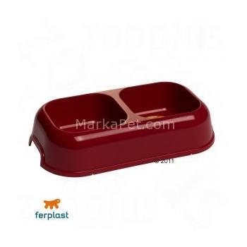 Ferplast Party 18 İkili Kaymaz Köpek Mama Kabı 1 L  Kırmızı