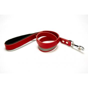 Doggie Reflektifli Deri Köpek Gezdirme Kayışı 2,5*90 cm Kırmızı