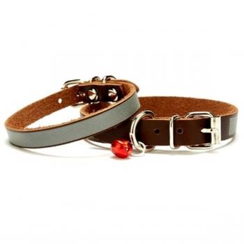 Reflektörlü Kedi ve Yavru Köpek Tasması 1x21-25 cm - Kahve Medium