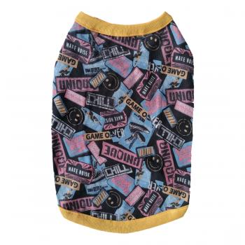 Köpek Kıyafeti Desenli Hardal Yakalı Tişört XXL 43 cm