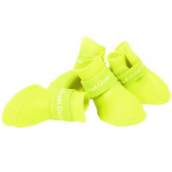 Bantlı Köpek Ayakkabısı 4'lü Set Sarı 4-5 cm Medium