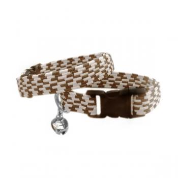 Elastik Örme Kedi Tasması Kahverengi-Krem 10 mm A=23/32 cm