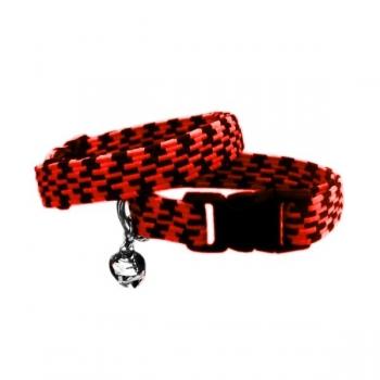 Elastik Örme Kedi Tasması Kırmızı-Siyah 10 mm A=23/32 cm