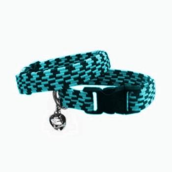 Elastik Örme Kedi Tasması Yeşil-Siyah 10 mm A=23/32 cm