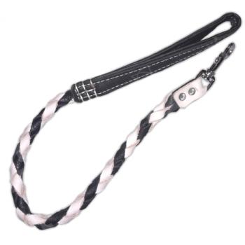Ans Örgü Deri Köpek Gezdirme 2*70 cm Siyah Beyaz