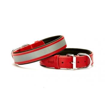 Doggie Reflektörlü Deri Köpek Tasması 3 cm / 55 cm Kırmızı