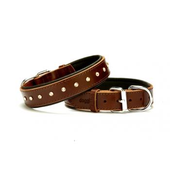 Doggie Kristal Taşlı Köpek Boyun Tasması 3 cm / 55 cm Kahverengi