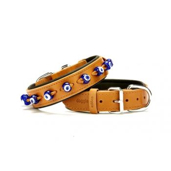 Doggie Nazar Boncuklu Deri Tasma 3,5x60 cm Kamel