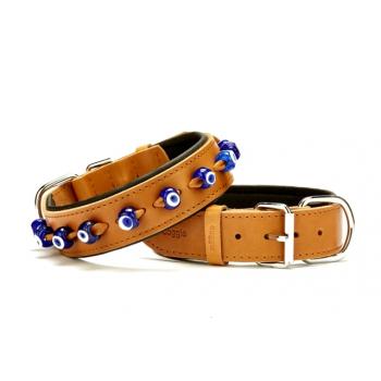 Doggie Nazar Boncuklu Boyun Tasması 4,0x65 cm Kamel