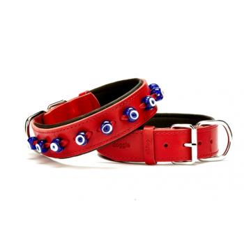 Doggie Nazar Boncuklu Köpek Tasması 4,0x65 cm Kırmızı