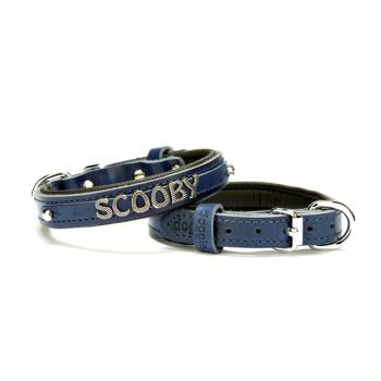 Doggie Deri İsimlikli Köpek Tasması 2x30-35 cm Mavi