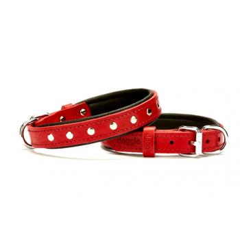 Doggie Deri Rivetli Köpek Tasması 2x35-40 cm Kırmızı