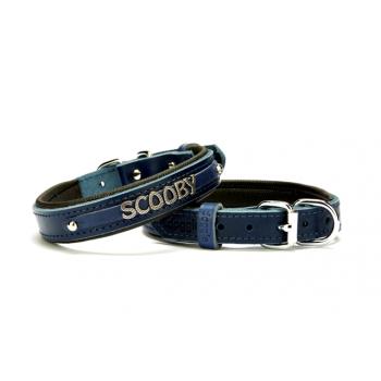 Doggie Deri İsimlikli Köpek Tasması 2x35-40 cm Mavi