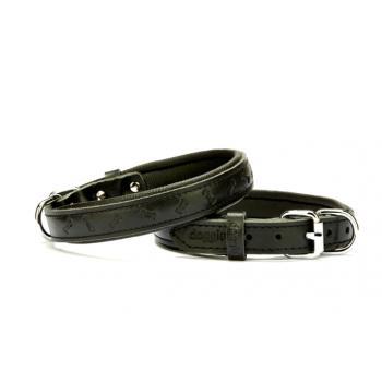 Doggie Kemik Desenli Deri Köpek Boyun Tasması 2x35x40 cm Siyah