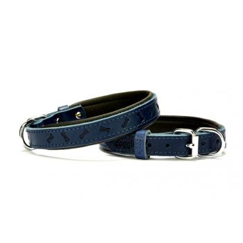 Doggie Kemik Desenli Deri Köpek Boyun Tasması 2x35x40 cm Mavi