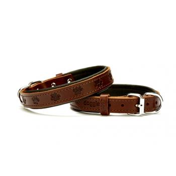 Doggie Pati Desenli Deri Köpek Boyun Tasması 2x35x40 cm Kahverengi