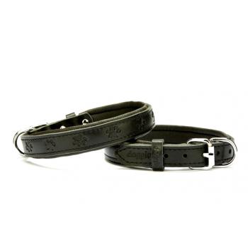 Doggie Pati Desenli Deri Köpek Boyun Tasması 2x30x35 cm Siyah