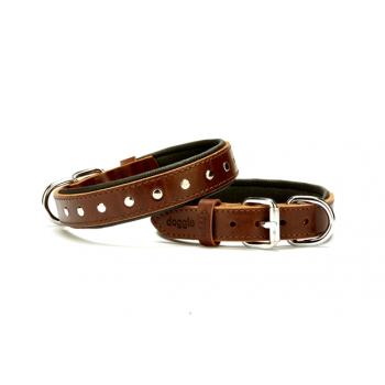 Doggie Deri Rivetli Köpek Tasması 2,5x37-45 cm Kahverengi