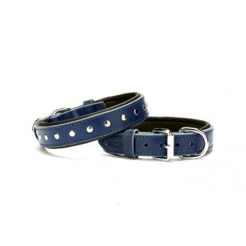 Doggie Deri Rivetli Köpek Tasması 2,5x37-45 cm Mavi