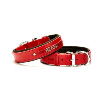 Doggie Deri İsimlikli Köpek Tasması 3x42-50 cm Kırmızı