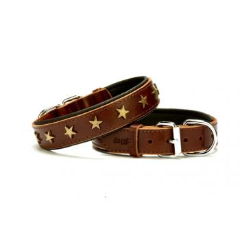 Doggie Yıldız Desenli Deri Köpek Boyun Tasması 3x42x50 cm Kahverengi