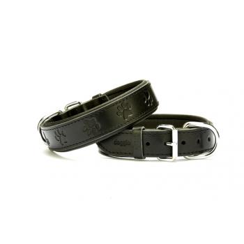 Doggie Pati Desenli Deri Köpek Boyun Tasması 4x47x55 cm Siyah
