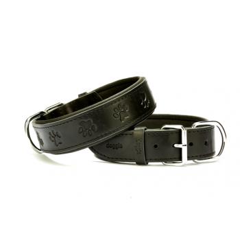 Doggie Pati Desenli Deri Köpek Boyun Tasması 4x52x60 cm Siyah