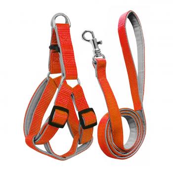 Gezdirme Kayışlı Dokuma Köpek Göğüs Tasma Seti 52*73-110 cm Turuncu