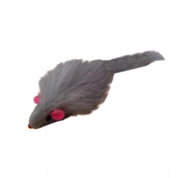 Peluş Tüylü Fare Kedi Oyuncağı 4-13.5 cm Gri