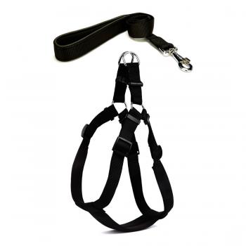 Köpek Göğüs Tasma Seti 40-60 cm Siyah + Gezdirme Kayışı