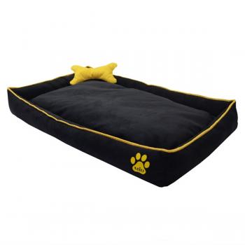 Miu Tay Tüyü Köpek Yatağı Kemik Yastıklı 12*65*85 cm Siyah Medium