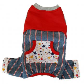 Star Jean Rompers Kedi Köpek Tulumu Kıyafeti Medium