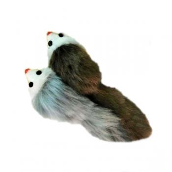 Tüylü kedi oyuncağı ikili fare kahverengi ve gri 17*5 cm