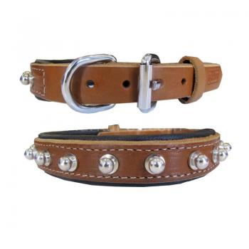 Doggie Topuzlu Deri Boyun Tasması Kamel 2*45 cm